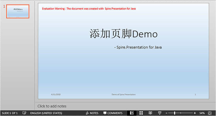 java 给 powerpoint 文档添加页脚