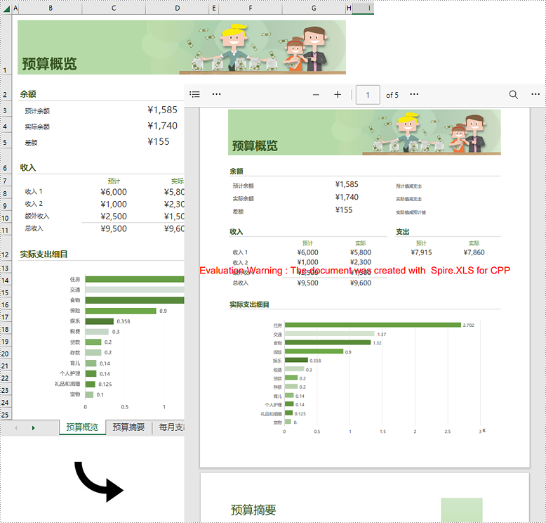 c   将 excel 工作簿或工作表转换为 pdf