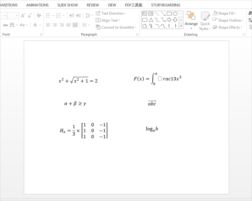 java 插入公式到 powerpoint 幻灯片