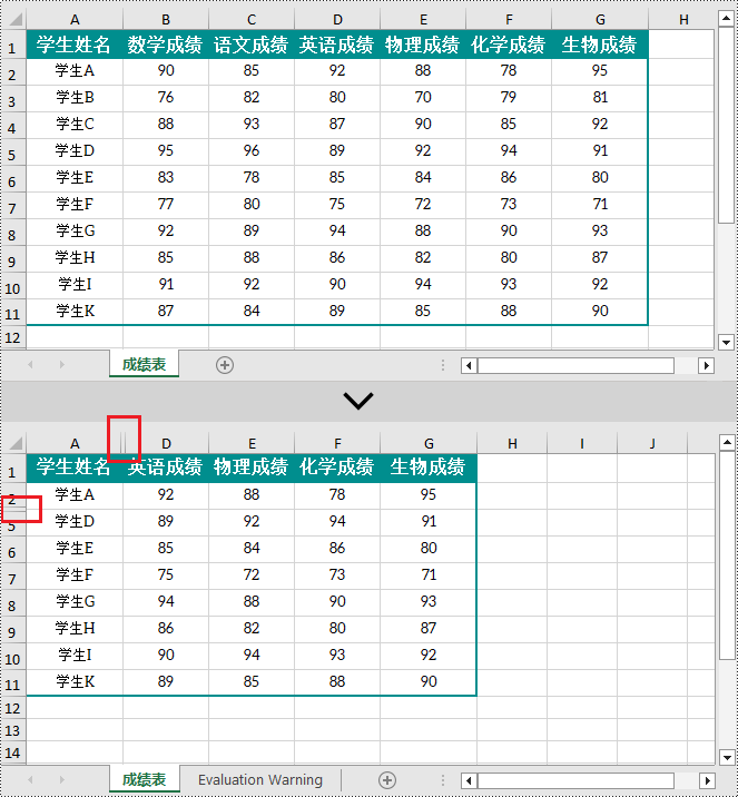 python 在 excel 中隐藏或取消隐藏行和列